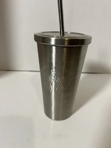 Starbucks Stainless Steel Cold Vtg Cup Grande Tumbler Metal With Straw / 16 oz - Picture 1 of 4
