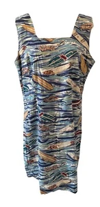 Bluewater Wear Hawaiian Print Cotton Floral Dress Size L USA Beach Vacation - Picture 1 of 11