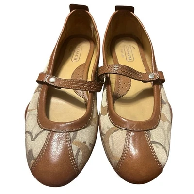 COACH Mujer’s Vintage Maryjane’s Cuero Tela Marrón Talla 8 Foto 1 de 3