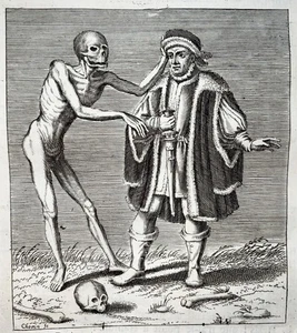 1744 Merian, Dance of Death, the Senator, copper engraving - Picture 1 of 2