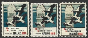 Sweden Malmö 1914 Birds | Baltic Exhibition Set Cinderella Poster stamps Fine NH - Picture 1 of 2