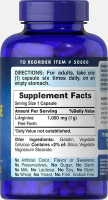 L-arginina 1000 mg Cápsulas, 100 unidades, Blanco, (4332490165) Foto 1 de 4