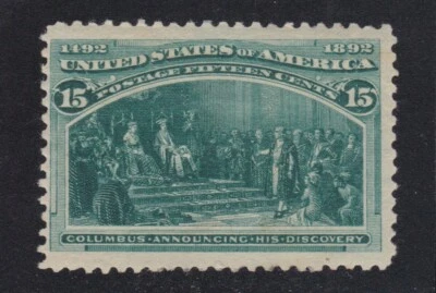 US 238 15c Columbian Exposition Mint F-VF OG H SCV $200 - Image 1 of 2