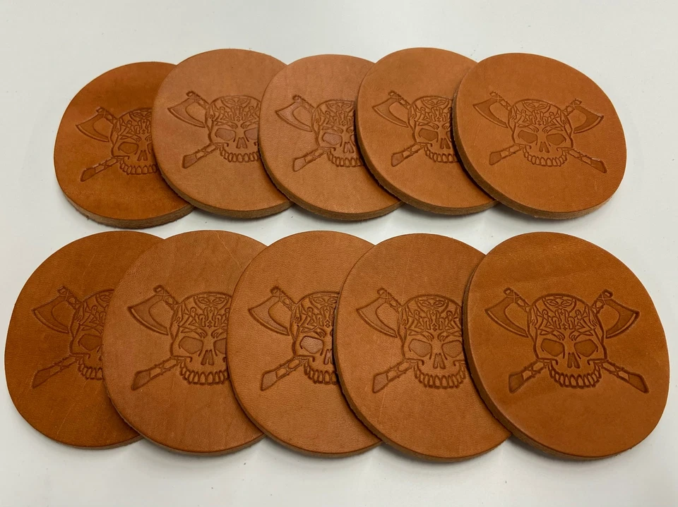 3.75" X 3 - 1/8" Skull Stamped Oval Patch Laser Vertical Embossed Pirate Art Cro - Image 1 of 1