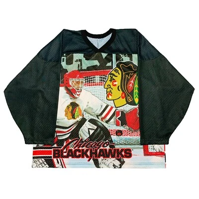 Camiseta deportiva de hockey CCM de colección rara de los Chicago Blackhawks con estampado completo. Hombre XL Foto 1 de 4