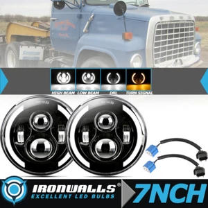 Round 7"INCH LED Headlight Hi/Lo Projector For Ford LN7000 LN8000 LN9000 Trucks - Picture 1 of 12