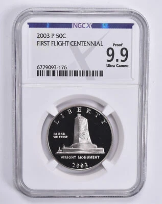 Proof 9.9 UCam 2003-P First Flight Centennial Commemorative Half Dollar NGCX - Image 1 of 4