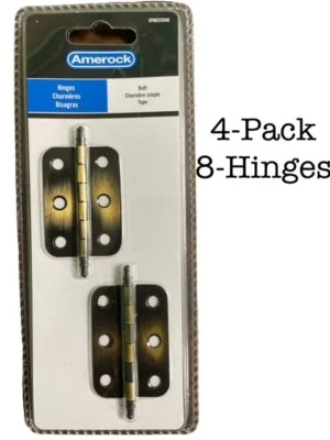 Amerock (8 piezas) BP2355AE BISAGRAS A TOPE 2" Junta Minarete Punta Latón Antiguo con Tornillos Foto 1 de 2