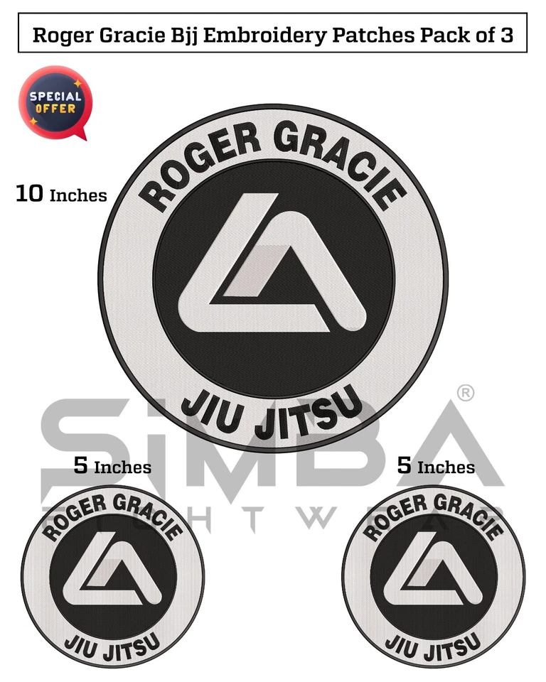 Gracie Embroidery Patches Bjj Roger Gracie Patches BJJ Martial Arts Club Patches - Image 1 of 4