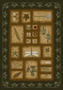 Milliken Green Contemporary Summer Dragonfly Area Rug Nature Print Meadow Olive - Picture 1 of 9