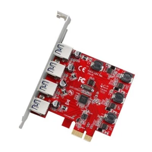 PCIe USB 3.0 Expansion 4 Ports Riser Card Adapter Red PCB Board VL805 Chipset - Picture 1 of 5
