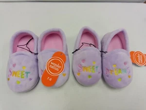 2 x Girls Slippers Size 7-8 Wonder Nation Purple Sweet Dream Cushioned New  - Picture 1 of 1