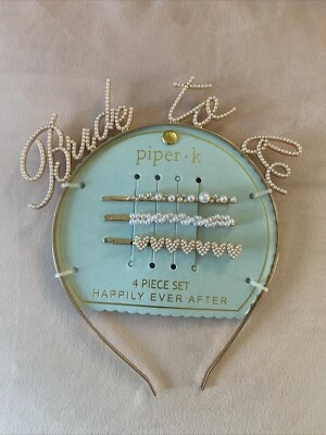 Piper K Headband Bride To Be Wedding Shower Bachelorette Pearl Gold Hair Barette - Image 1 of 4