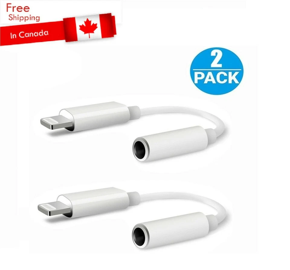 2 Pack Lightnlng to 3.5 mm Headphone Bluetooth Jack Adapter Connector - Image 1 of 4