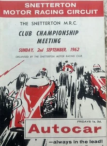 SNETTERTON 2nd Sept 1962 Club Championship Meeting Official Programme - Picture 1 of 3