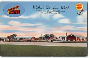 WALKER'S DE LUXE MOTEL Dothan, Alabama Roadside Vintage Postcard 1950s - Picture 1 of 2