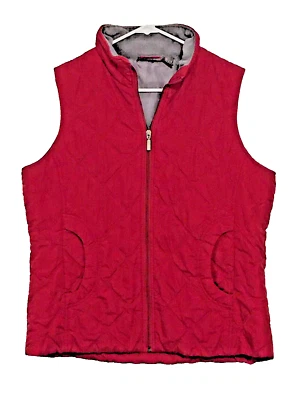 Jane Ashley Red Puffer Vest Zip Up Pockets Warm Size Large - Image 1 of 4