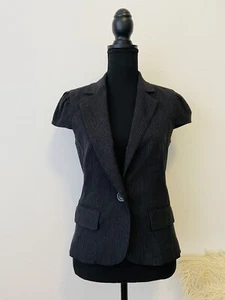 Portmans Size 10 Jacket / Blazer Short Cap Sleeves Black Stripe Work Office - Picture 1 of 5
