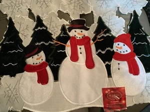 Landschaftliche Velours Schneemänner Ausschnitt Stoff Tischsets 6er Set von St Nicholas Square Neu mit Etikett - Bild 1 von 5