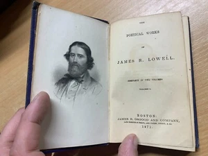 *RARE* 1871 "THE POETICAL WORKS OF JAMES R LOWELL" VOL 1 USA ANTIQUE BOOK (P3) - Picture 1 of 21