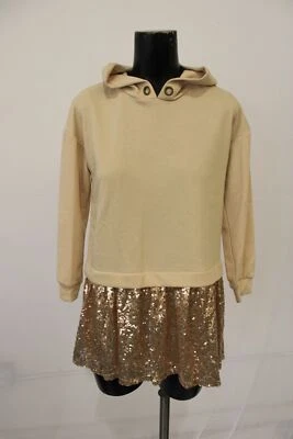 Vestido con Capucha Soprano Niña Lentejuelas Pullover Manga Larga LC7 Beige Grande Nuevo con Etiquetas Foto 1 de 4