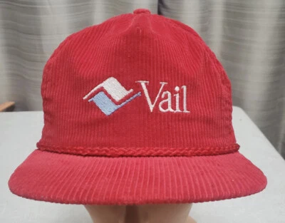 De colección Años 80 Vail Colorado Estación de Esquí Pana Cuerda Rojo Sombrero Ajustable Imperial Usado en Excelente Condición Foto 1 de 4