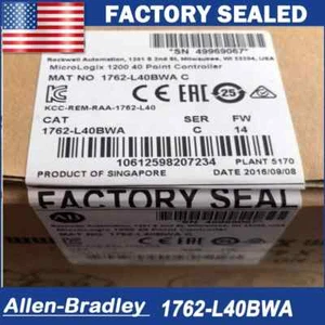 New Factory Sealed AB 1762-L40BWA SER C MicroLogix 1200 40 Point Controller 1PCS - Picture 1 of 4