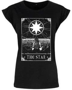 The Star Tarot Card, Ladies Black T-Shirt, Mystical Light, Cosmic, Deadly Tarot - Picture 1 of 3