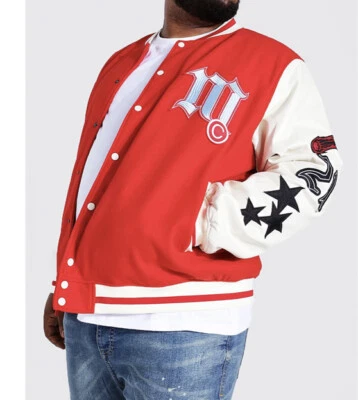 boohooMAN plus los angeles Varsity bomber Jacket Red 3XL (Uk Size ) US 2XL New - Image 1 of 4