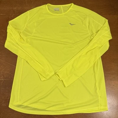 Camisa Saucony Para Hombre Extra Grande Verde Neón Manga Larga Correr Foto 1 de 4