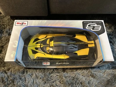 Maisto Bugatti Bolide Edición Especial Diecast En Caja 1:18 Modelo Coche Amarillo Negro Foto 1 de 4