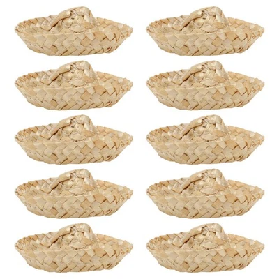  10pcs Natural Decorative Hat Puntelli intrecciato a mano Cappelli di paglia a - Immagine 1 di 4