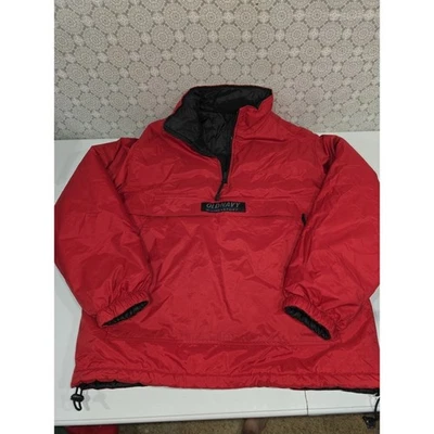 Antiguo Pullover Deportivo de Invierno Azul Marino Chaqueta Anorak Rojo Puffer Cordón Para Hombres Mediano Foto 1 de 4