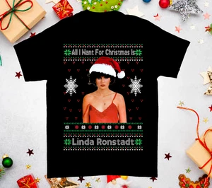 Shirt Ugly Merry Christmas Linda Ronstadt Geschenk Fans schwarz AL78 - Bild 1 von 3
