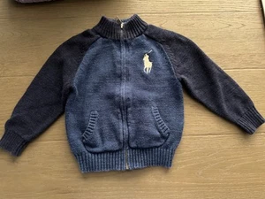 Polo Ralph Lauren Sweater Size 3T Blue Long Sleeve Full Zip Big Pony Jersey - Picture 1 of 9
