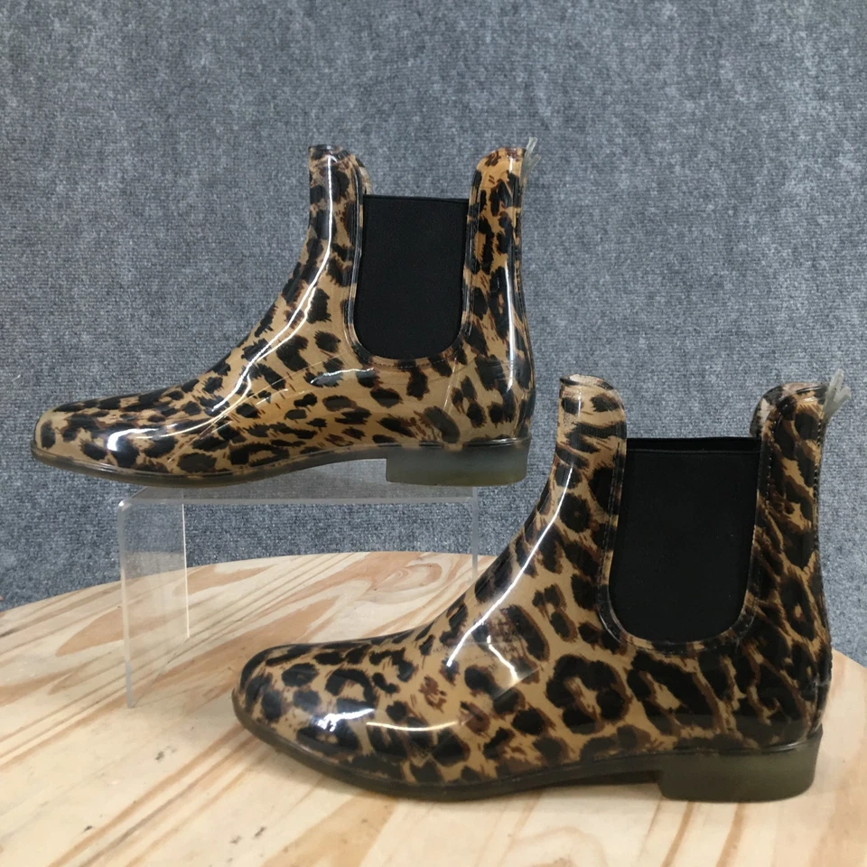 Botas J.Crew para mujer 10 multicolores Chelsea botines de lluvia tacones de leopardo Foto 1 de 4