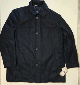 Dockers Men Dark navy XXL Buttons And Zipper Front Long Coat Wool Blend - Picture 1 of 7