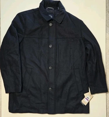 Dockers Men Dark navy XXL Buttons And Zipper Front Long Coat Wool Blend  - Image 1 of 4