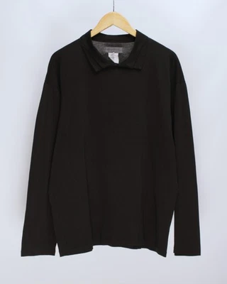 Mens YOHJI YAMAMOTO Pour Homme Vintage Cotton Black Long Sleeve Polo Pullover  M - Image 1 of 4