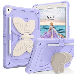 iPad Case - 2021/2020/2019 Two Layer Bumper Shockproof Butterfly Stand - Afbeelding 1 van 5