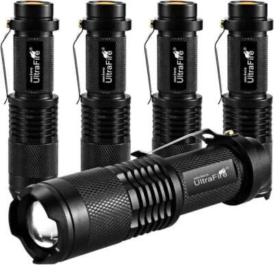 5 Pack UltraFire Tactical Flashlight SK98 Adjustable Focus Small Portable Torch