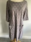 White Stuff Ladies Grey Patterned 3/4 Sleeve Dress Size 12. Good Condition.