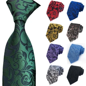 Mens Flower Vine Floral Leaves 8cm Wide Neck Tie Party Casual Polyester Neckties - Picture 1 of 22