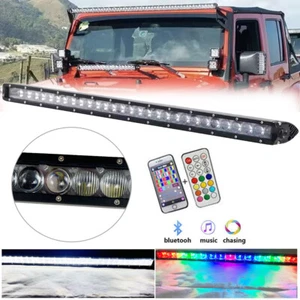 RGB Single Row Led Light Bar 22/32/42/50inch Strobe Offroad Driving Music Flash - Bild 1 von 18