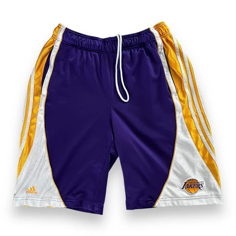 Vintage Adidas NBA LA Lakers Basketball Shorts Purple Gold White Mens Medium Cover