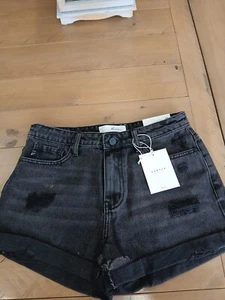 KANCAN Jean Shorts Womens Medium Distressed Cotton Blend Black - Picture 1 of 17