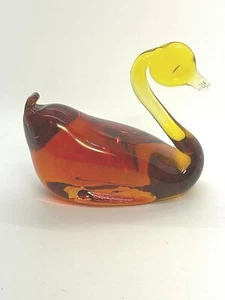Glas Schwan Bernstein & Gelb Figur oder Briefbeschwerer - Bild 1 von 6