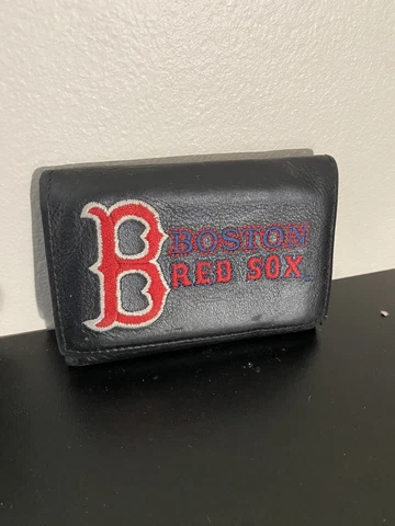 Boston Red Sox MLB Embroidered Leather Trifold Wallet - Men's Black Wallet Cover