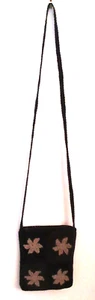 Vintage Unbranded 2 Tone Black Crochet Knit Shoulder Bag, Tan Flowers&Coin Purse - Bild 1 von 21
