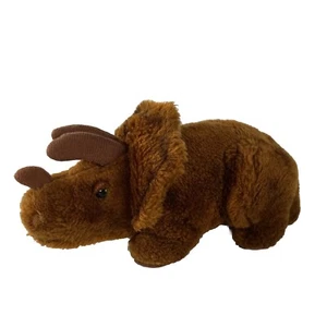 Vintage Dakin Triceratops Dinosaur Rhino Plush Stuffed Animal 1980 Brown 9.5” - Picture 1 of 8